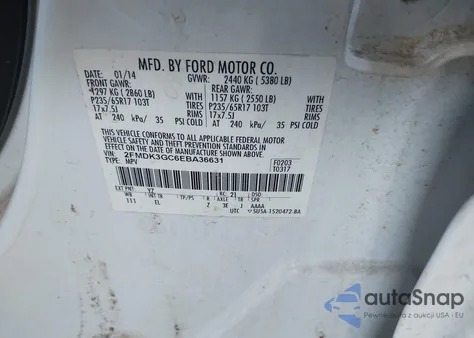 2014 Ford Edge Se из США, поврежденный, VIN 2FMDK3GC6EBA36631